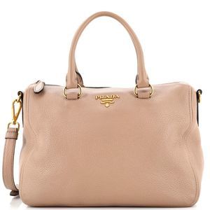 Prada Convertible Satchel Vitello Daino Medium Neutral